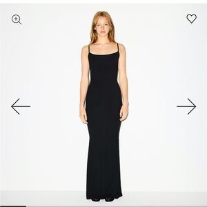 Skims Long Slip Dress - Ribbed Onyx